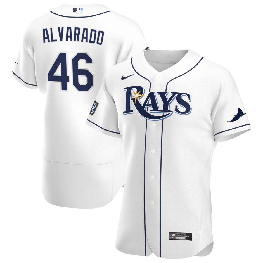 Tampa Bay Rays 46 Jose Alvarado Men Nike White Home 2020 World Series Bound Authentic Player MLB Jersey